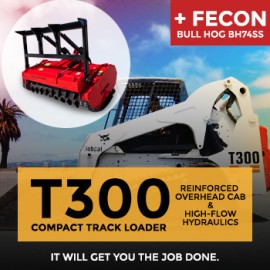 Rent Bobcat T300 Compact Track Loader and Fecon Bull Hog model BH74SS