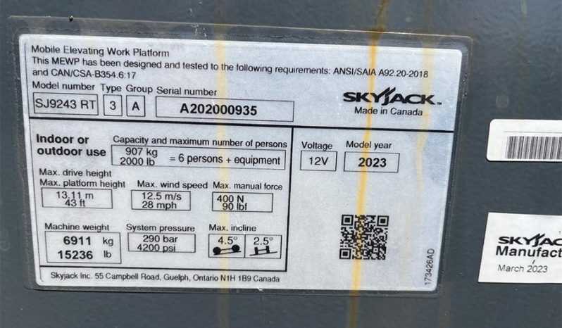 Used 2023 Skyjack SJ9243RT full